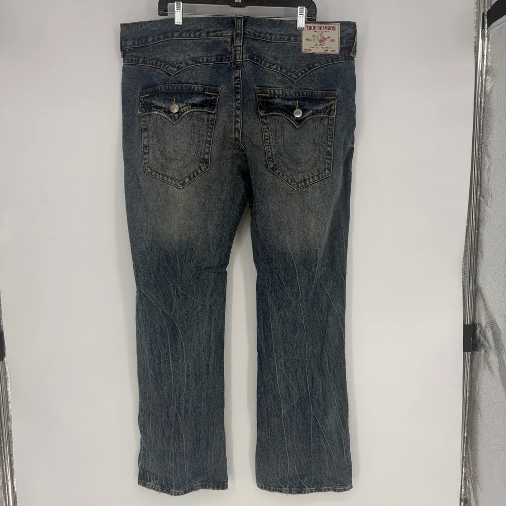 True Religion Billy Relaxed Bootcut Jeans Mens 40 Blue Denim Flap Pocket